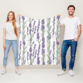 Aquarell-Lavendelblüten Fleecedecke