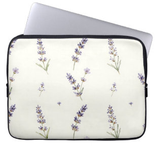 Aquarell-Lavendelzweige Zartes Blumenmuster Laptopschutzhülle