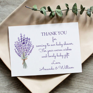 Aquarell Lavender Bouquet Vielen Dank Baby Dusche Dankeskarte