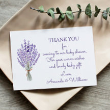 Aquarell Lavender Bouquet Vielen Dank Baby Dusche