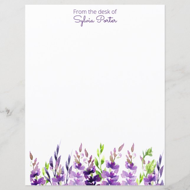 Aquarell Lavender Stems Stationery (Vorderseite)
