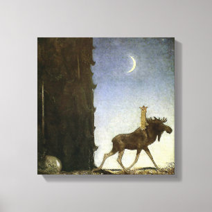 Aquarell „Leap the Elk“ von John Bauer Leinwanddruck