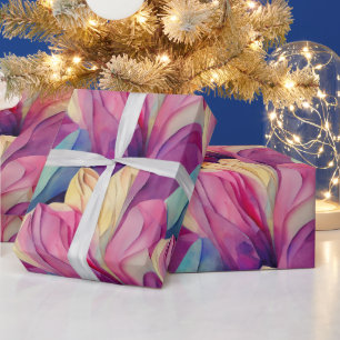 Aquarell Lebendig Gemalte Frühlingsblumen Geschenkpapier
