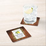 Aquarell Lemon Greenery Wood Limoncello Rechteckiger Pappuntersetzer<br><div class="desc">Elegant Watercolor Lemon,  Eukalyptus Botanischer Garten,  hausgemachte Limoncello Hochzeit Danke Untersetzer - Rustikales Landwald</div>