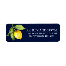 Aquarell Lemon Grüne Blaue Rücksendeadresse
