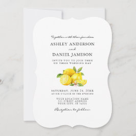 Aquarell Lemons Grüne Blaue Rücken Hochzeit Einladung