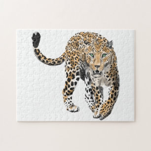 Aquarell-Leopard-Dschungelkatze gemaltes Tier grün