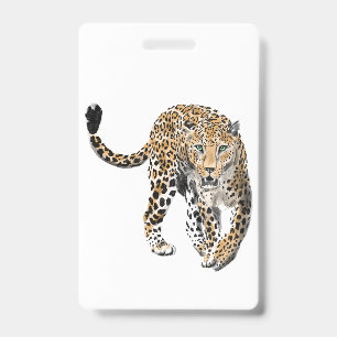 Aquarell-Leopard Dschungelkatze gemaltes Tier grün Ausweis