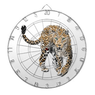 Aquarell-Leopard-Dschungelkatze gemaltes Tier grün Dartscheibe