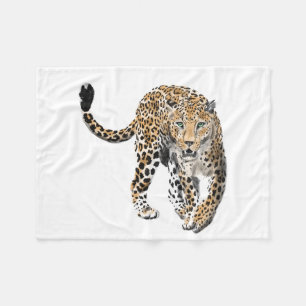 Aquarell-Leopard-Dschungelkatze gemaltes Tier grün Fleecedecke