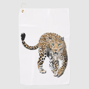 Aquarell-Leopard-Dschungelkatze gemaltes Tier grün Golfhandtuch