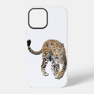 Aquarell-Leopard-Dschungelkatze gemaltes Tier grün iPhone 12 Hülle