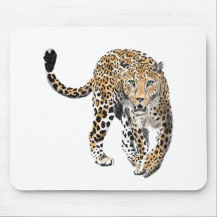 Aquarell-Leopard-Dschungelkatze gemaltes Tier grün Mousepad