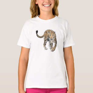 Aquarell-Leopard-Dschungelkatze gemaltes Tier grün T-Shirt