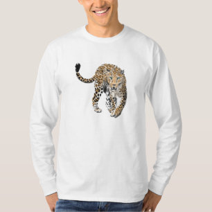 Aquarell-Leopard-Dschungelkatze gemaltes Tier grün T-Shirt