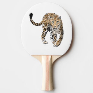 Aquarell-Leopard-Dschungelkatze gemaltes Tier grün Tischtennis Schläger