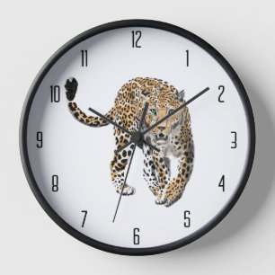 Aquarell-Leopard-Dschungelkatze gemaltes Tier grün Uhr