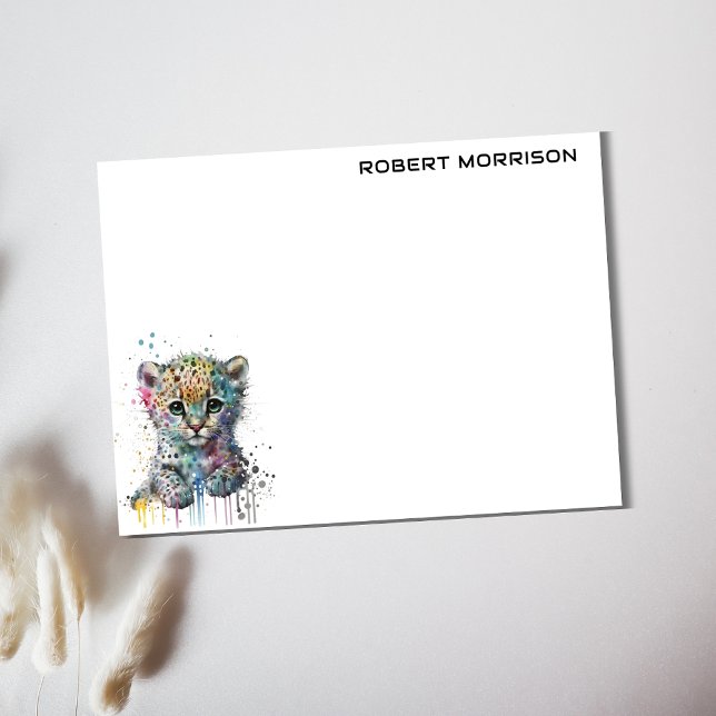 Aquarell-Leopard Modern Minimalist Personalisiert Post-it Klebezettel (Von Creator hochgeladen)