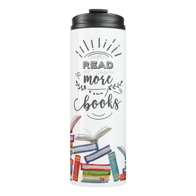 Aquarell Lesen Sie mehr Bücher Lehrer Buch Nerd Thermosbecher (Vorderseite)