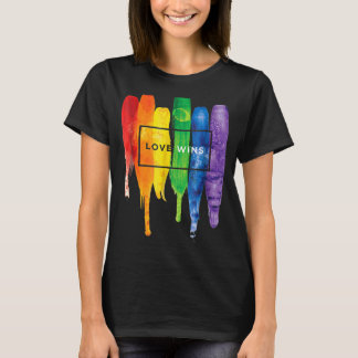 Aquarell Lgbt Liebe gewinnt Regenbogenfarbe Typogr T-Shirt