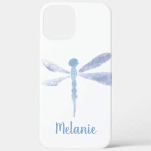 Aquarell-Libelle Blau Lila Monogrammiert Case-Mate iPhone Hülle