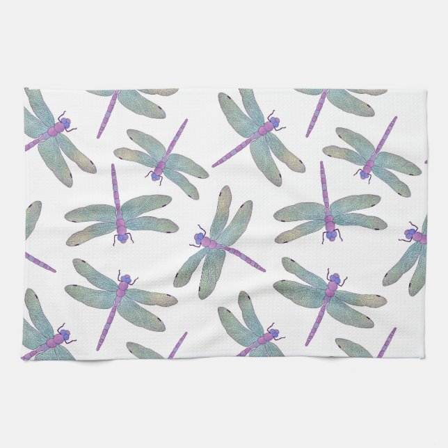 Aquarell-Libellen-Muster Handtuch (Horizontal)