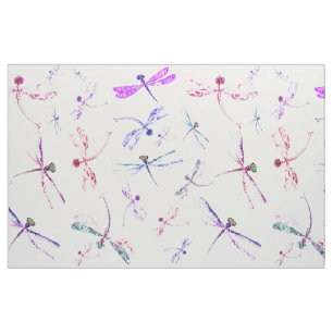 Aquarell-Libellen-rosa Lavendel-blaues Weiß Stoff