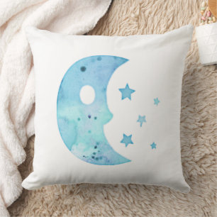 Aquarell Liebe dich bis zum Mond und zurück Kissen