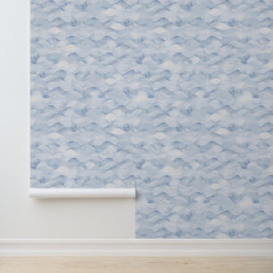 Aquarell Light Blue Gray Sea Waves Beach House Tapete