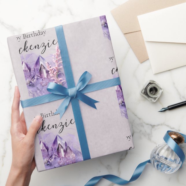 Aquarell Lila Amethyst-Kristalle Geschenkpapier (Schenken)