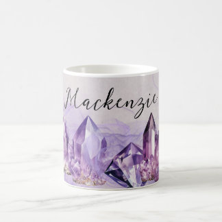 Aquarell Lila Amethyst-Kristalle Kaffeetasse