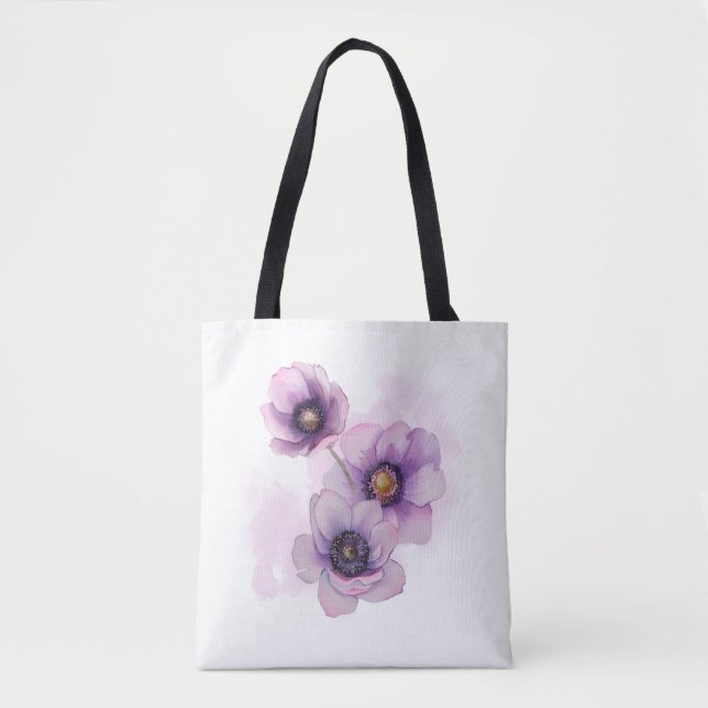 Aquarell-Lila-Blume Tasche (Vorderseite)