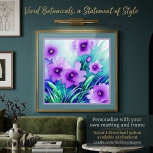 Aquarell lila Blumen Poster