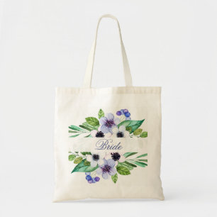 Aquarell Lila Blumen Tragetasche