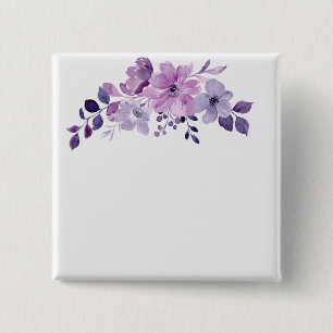 Aquarell-Lila-Blumenstrauß Button