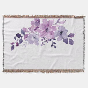 Aquarell-Lila-Blumenstrauß Decke