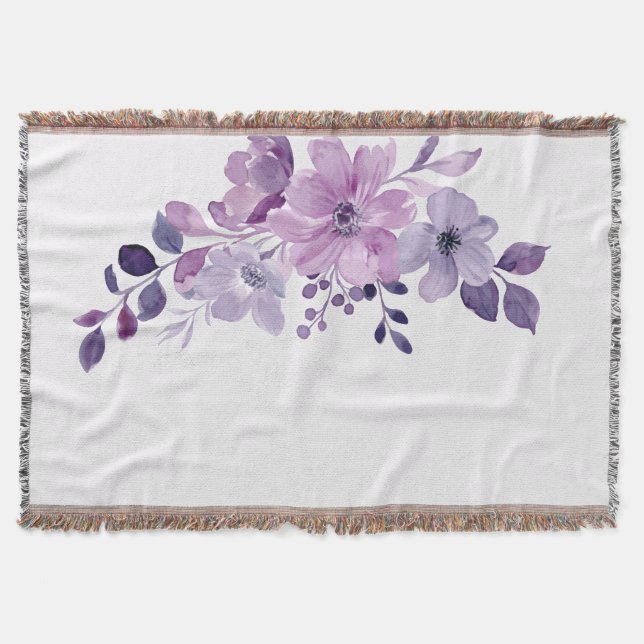 Aquarell-Lila-Blumenstrauß  Decke (Vorderseite)