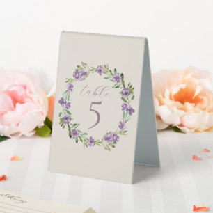 Aquarell Lila Botanisch Floral Kranz Hochzeit Tischaufsteller