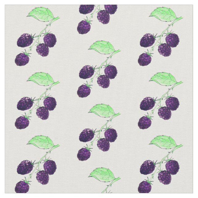 Aquarell Lila Brombeere Botanisch Stoff (Nahaufnahme)