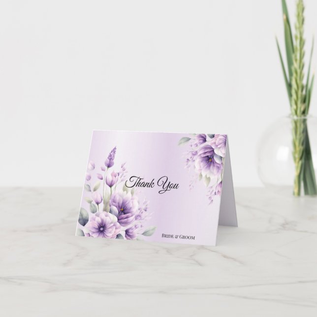 Aquarell Lila Flora Dankeschön Karte (Vorderseite)