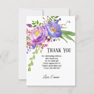 Aquarell lila floral, danke Karte
