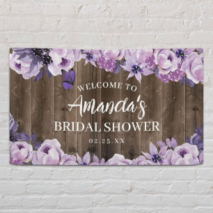 Aquarell-Lila-Floral-Scheunen-Holz-Braut-Shower Banner