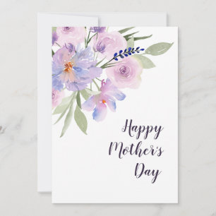 Aquarell lila florale Happy Mutter Tageskarte Feiertagskarte