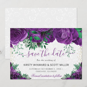 Aquarell-Lila-Glamour-Blumen-Hochzeit Save The Date