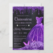 Aquarell Lila Glitzer Kleid Quinceanera