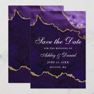 Aquarell Lila Gold Marmor Achat Geode Save The Date