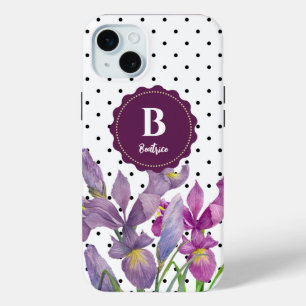 Aquarell Lila Iris Schwarz-weiß Polka Dots Case-Mate iPhone Hülle
