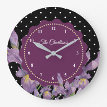Aquarell Lila Iris Schwarz-weiß Polka Dots