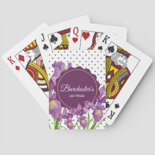 Aquarell Lila Iris Schwarz Weiß Polka Punkte Spielkarten