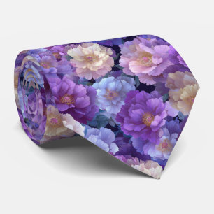 Aquarell-Lila-Pfingstrose-Blumenmuster Krawatte